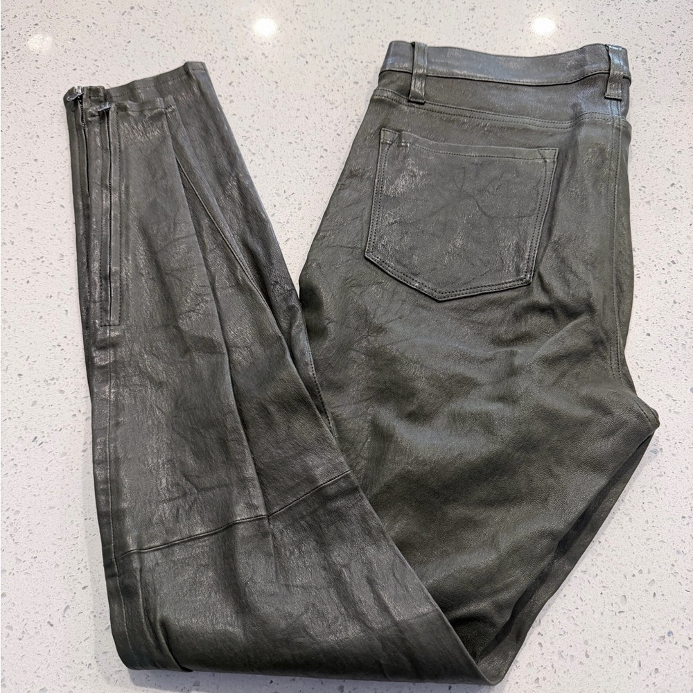 J Brand 100% lamb skin leather pants olive green size 30/10